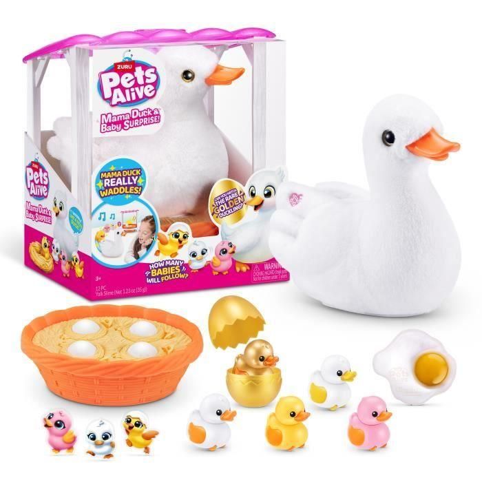 Juguete Interactivo - ZURU - Mama Duck - Los patitos interactivos siguen a su madre con sorpresas por descubrir