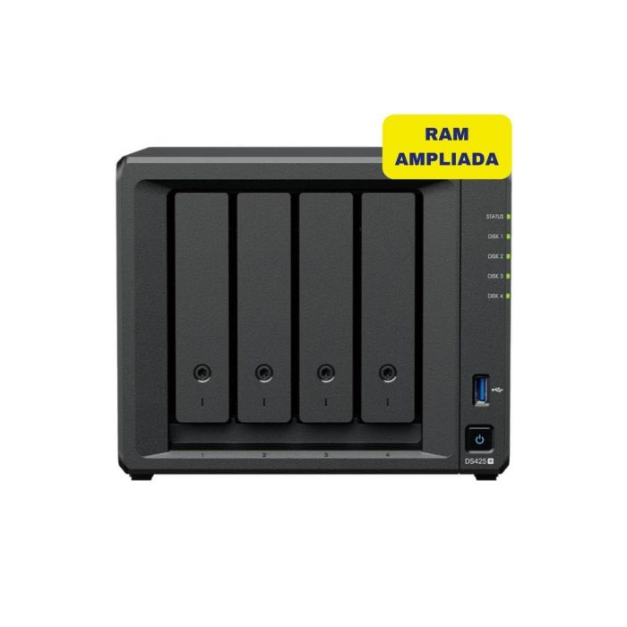 Synology DS425+/6G NAS DiskStation 4 Bahías 3.5"/2.5" 6GB DDR4 2.5GbE Torre Almacenamiento Celeron J4125
