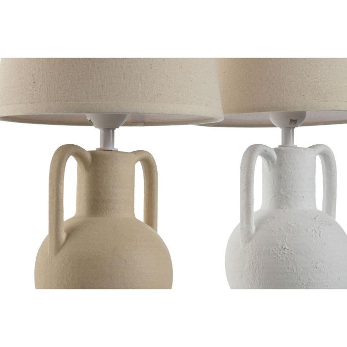 Lámpara de mesa Home ESPRIT Blanco Beige Cerámica 50 W 220 V (2 Unidades) 3 Lámpara de mesa Home ESPRIT Blanco Beige Cerámica 50 W 220 V (2 Unidades) 3