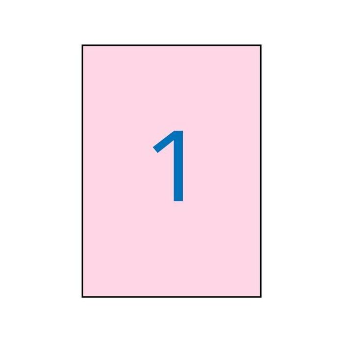Apli Etiquetas Adhesivas 210x297 mm Rosa Pastel para Inkjet y Láser, Pack de 20 Hojas