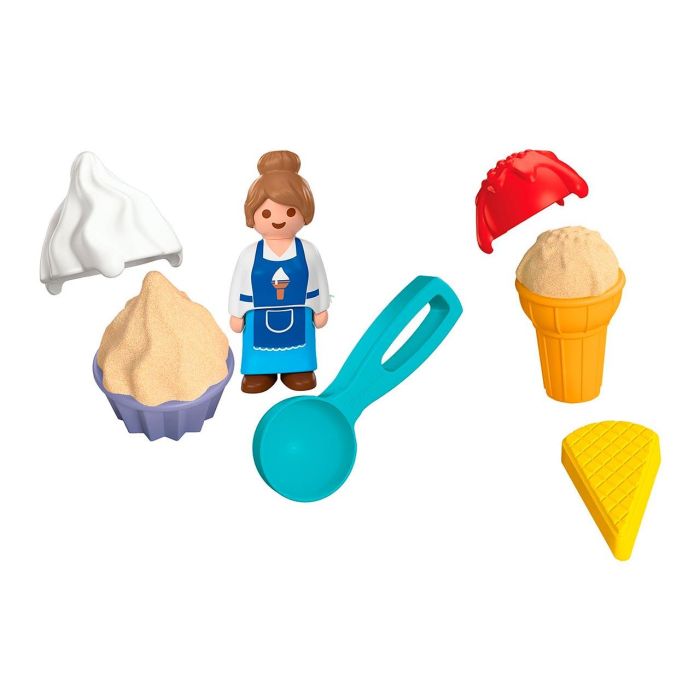 PLAYMOBIL Junior 72006 Set de Heladería de Arena - Juguete con Sacabolas y Moldes para Niños +12 Meses 1