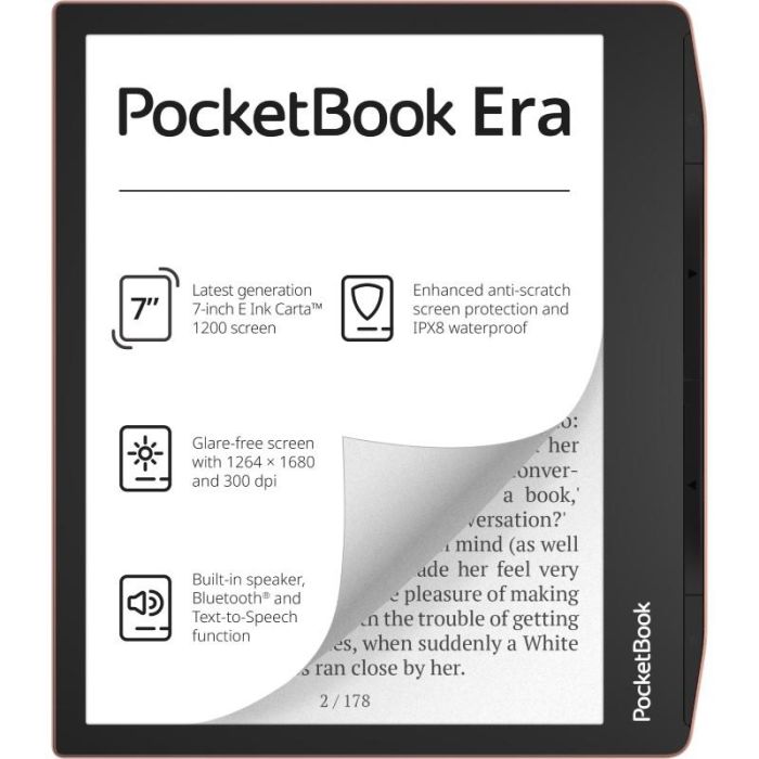 Pocketbook Era Lector de Libros Electrónicos 16GB Stardust Silver, Pantalla E Ink Carta 7", Táctil, Bluetooth, Resistente al Agua
