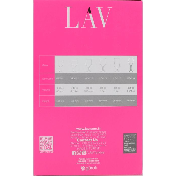 Lav Set 6 Copas de Champagne 195cc Ø5.3x20.5 cm (4 Cajas) 2
