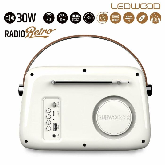 Radio Transistor Ledwood ALMA BLANCO Blanco 30 W 1 Radio Transistor Ledwood ALMA BLANCO Blanco 30 W 1