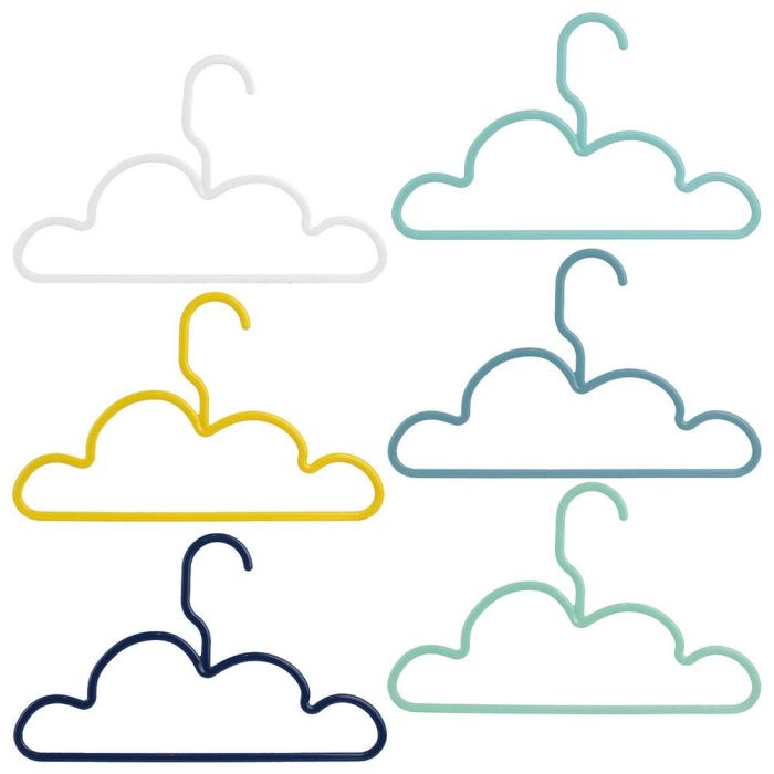 Home Deco Kids Juego De 6 Perchas Infantiles Con Modelos Surtidos: Corazones, Lazos, Coches, Nubes, Con Barra Inferior Y Muescas Laterales - 28x0,5x17 Cm 4