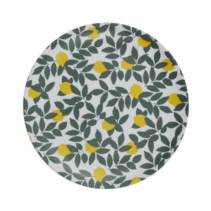 Home Deco Factory Plato Postre Zeste melamina 20 cm diseño ácido, limones, hojas b-n 5