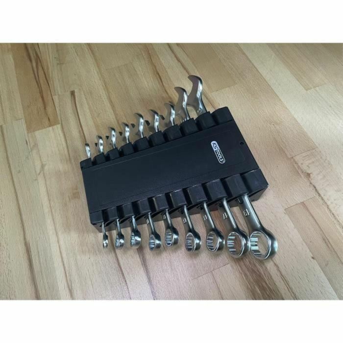 Ks Tools 922.0043 Juego de llaves combinadas métricas de 9 piezas de 8 a 19 mm con trinquete en caja, ángulo de horquilla de ojo inclinado 15° 4