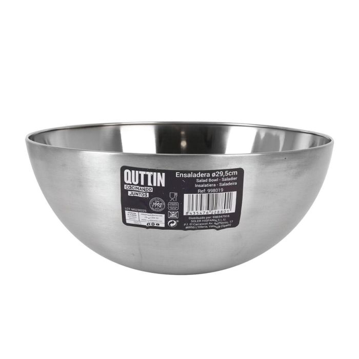 Ensaladera Quttin Plateado Ø 29,5 cm Acero (6 Unidades) 1