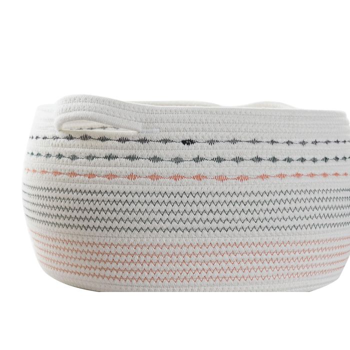 DKD Home Decor Cesta Set de 3 Piezas de Algodón, Colores Blanco, Negro y Naranja, 43 x 25 x 52 cm 1