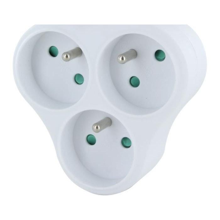 Chacon CHA5411478400066 Dominó 3x16A Triangular con Interruptor, Blanco
