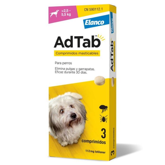 Elanco Adtab 112 mg 3 Comp Masticable 2,5-5,5 kg Perro