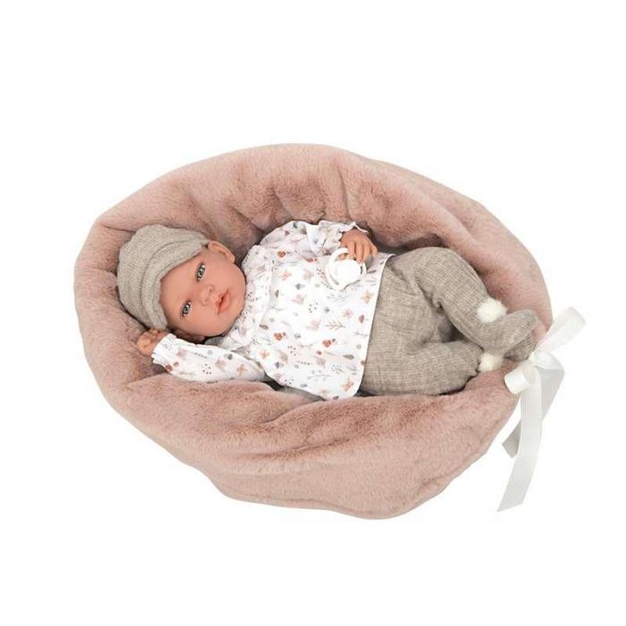 Muñeca elegance andie gris con cojin lactancia, incluye chupete (muñeco de peso)40 cm 14