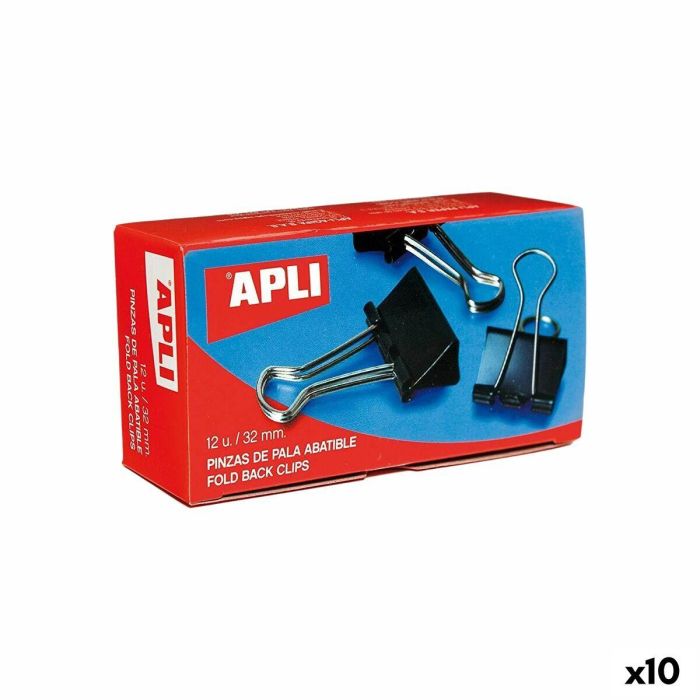 Pinzas Apli Negro Plateado 19 mm (10 Unidades) 0 Pinzas Apli Negro Plateado 19 mm (10 Unidades) 0
