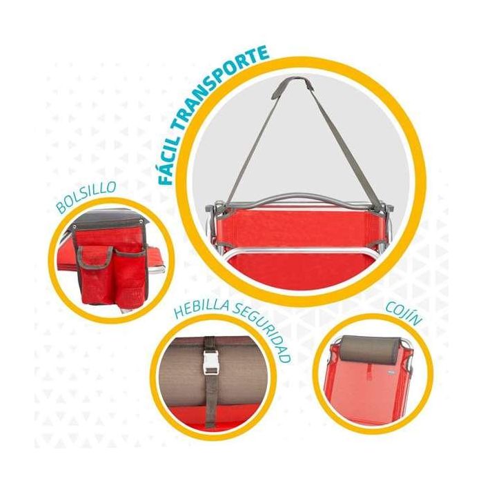 Silla playa plegable aluminio 4 posiciones menorca 51x45x76 cm con cojin y bolso. 4 Silla playa plegable aluminio 4 posiciones menorca 51x45x76 cm con cojin y bolso. 4