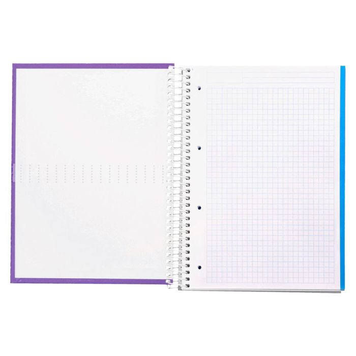 Cuaderno Espiral Liderpapel A4 Micro Crafty Tapa Forrada 120H 90 gr Cuadro 5 mm 5 Bandas 4 Taladros Color Violeta 8