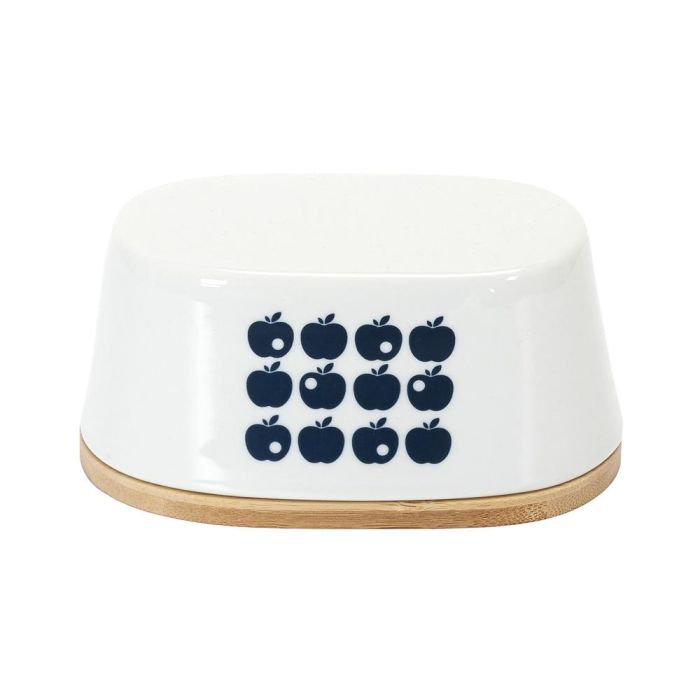 Home Deco Factory Mantequera Retro Flor o Manzana Bambú Porcelana 17x10,5 cm 5