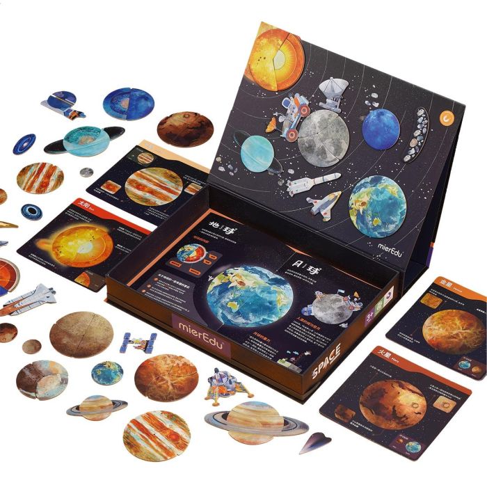 MIEREDU Me099S Puzzle Magnético El Espacio para Niños Explorar el Sistema Solar y el Universo Juguete Educativo +3 Años 2
