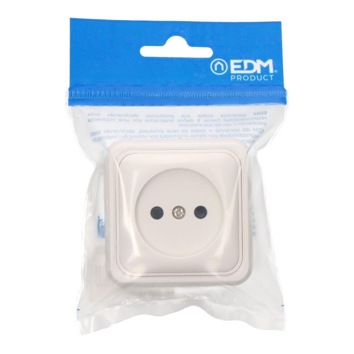 Edm Base Enchufe Superficie Onsen 16A 250V 63x63x30mm Blanco 1