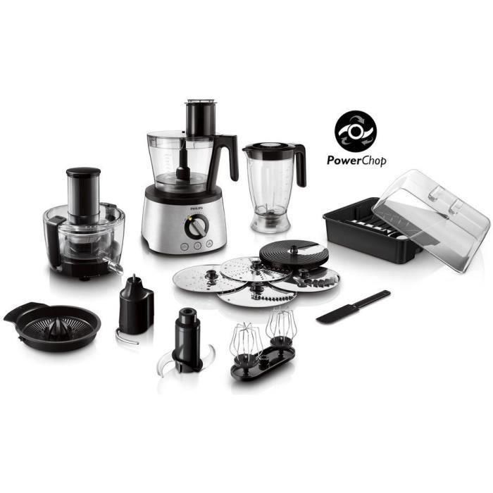 Procesador de alimentos 6 en 1 - PHILIPS - HR7778/00 - 1300 W - 3,4 L - Acero inoxidable Procesador de alimentos 6 en 1 - PHILIPS - HR7778/00 - 1300 W - 3,4 L - Acero inoxidable