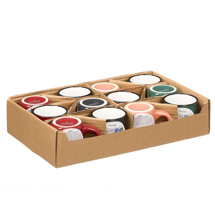 Vessia Taza Cafe 90ml Asa Borde Negro Surtidos Col Oscuros 9x6x6 cm (Set de 48)