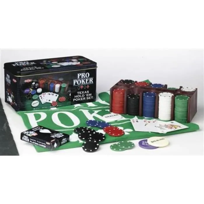 Tactic Todo en 1 Caja de Metal Propoker - Juego de Póker con 2 Juegos de Cartas, Ficha Crupier, 5 Dados y Tapete 1