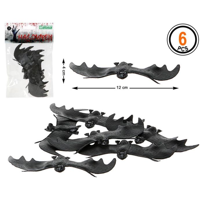 Accesorios Halloween Murciélagos Negros 12 cm Pack 6 Unidades