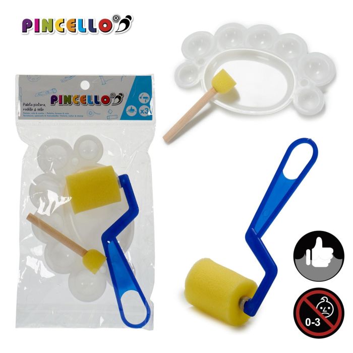 Set Rodillo Esponja Con Sello Y Paleta Pincello 10X4CM (36 Unidades) 3 Set Rodillo Esponja Con Sello Y Paleta Pincello 10X4CM (36 Unidades) 3