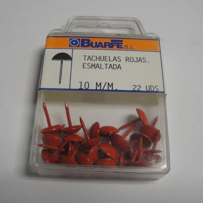 DUVER Tachuelas de 10mm en Blister, Color Rojo, Acabado Rojo