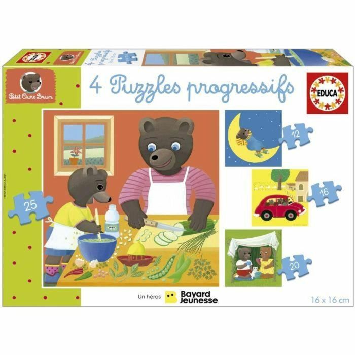 Educa EDU8412668198845 Puzzle Osito Pardo: 4 Puzzles Progresivos de 12 a 25 Piezas para Niños de 3 Años Educa EDU8412668198845 Puzzle Osito Pardo: 4 Puzzles Progresivos de 12 a 25 Piezas para Niños de 3 Años