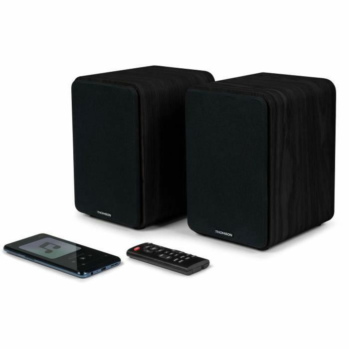 THOMSON WS600DUO - Juego de 2 altavoces con caja de madera - 100W - Bluetooth 5.0 - 2 salidas RCA - Negro 1 THOMSON WS600DUO - Juego de 2 altavoces con caja de madera - 100W - Bluetooth 5.0 - 2 salidas RCA - Negro 1