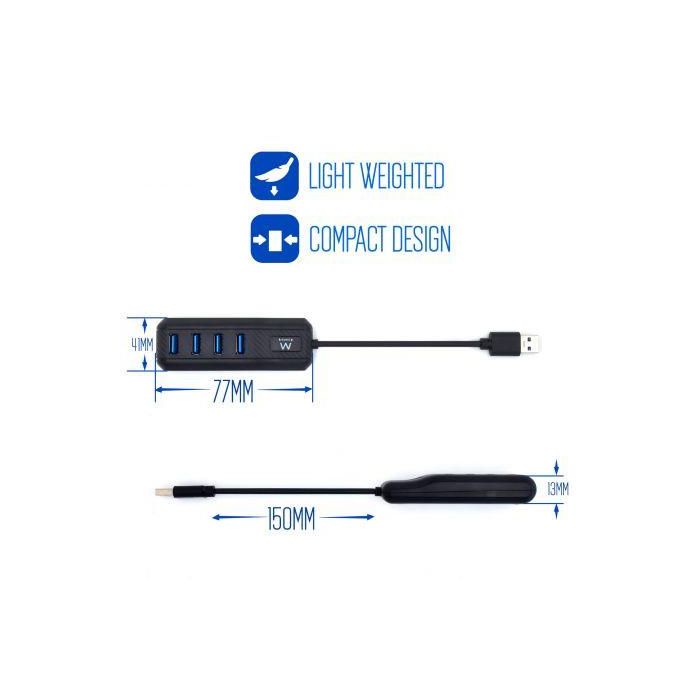 Ewent EW1138 Hub USB 3.1 Gen1 4 Puertos, Compatible con USB 2.0 y 1.1, Negro 3 Ewent EW1138 Hub USB 3.1 Gen1 4 Puertos, Compatible con USB 2.0 y 1.1, Negro 3
