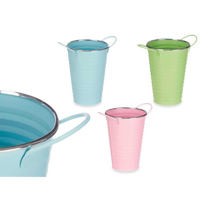 Ibergarden Cubo Alto con Asas Zig Zag Filo Plata - Metal, Azul/Rosa/Verde, 20.5x22x15 cm (24 Unidades) Ibergarden Cubo Alto con Asas Zig Zag Filo Plata - Metal, Azul/Rosa/Verde, 20.5x22x15 cm (24 Unidades)