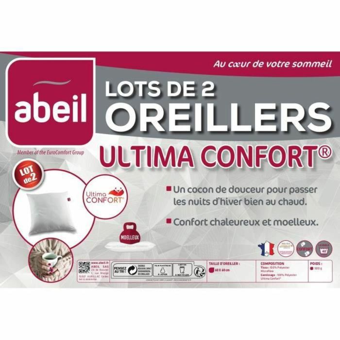 Abeil Juego de 2 Almohadas Ultima Confort Suaves y Mullidas Oeko-Tex Certificadas - 60 x 60 cm 4 Abeil Juego de 2 Almohadas Ultima Confort Suaves y Mullidas Oeko-Tex Certificadas - 60 x 60 cm 4