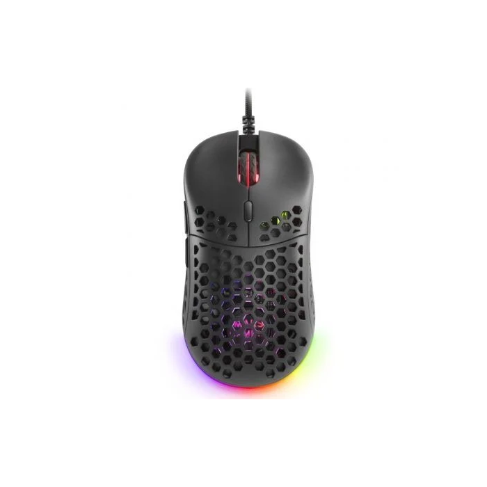 MARS GAMING MM55 Ratón Gaming 12800DPI USB Negro RGB 55g