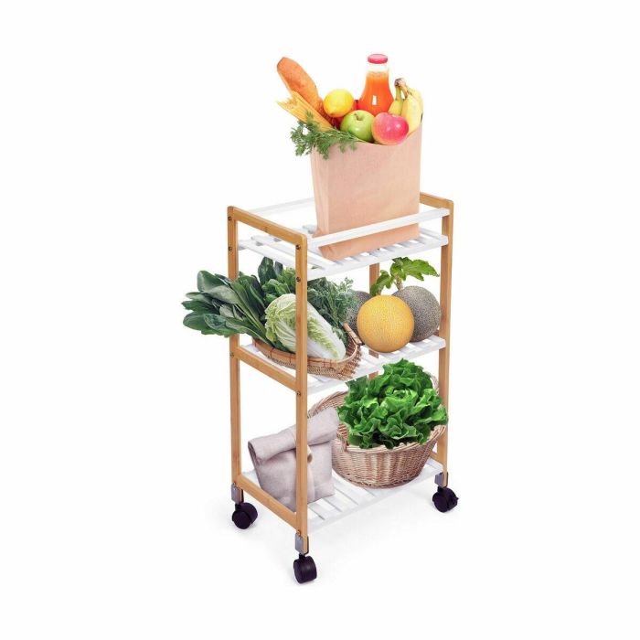 Carrito Verdulero Confortime Blanco Bambú 40 x 25 x 70 cm (2 Unidades) 1 Carrito Verdulero Confortime Blanco Bambú 40 x 25 x 70 cm (2 Unidades) 1