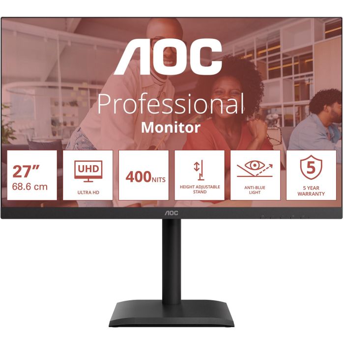 AOC U27E4CV - 27 Zoll Ultra HD, Lautsprecher, (3840x2160, 60 Hz, 2x HDMI 2.0, DisplayPort 1.4, USB-C (90W PD), RJ45, USB Hub) schwarz 0 AOC U27E4CV - 27 Zoll Ultra HD, Lautsprecher, (3840x2160, 60 Hz, 2x HDMI 2.0, DisplayPort 1.4, USB-C (90W PD), RJ45, USB Hub) schwarz 0