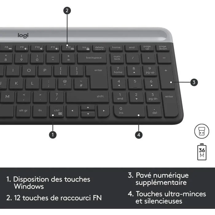 Logitech MK470 Teclado y Mouse Inalámbricos Ultrafinos y Silenciosos con Receptor USB de 2.4 GHz y Diseño Compacto 5