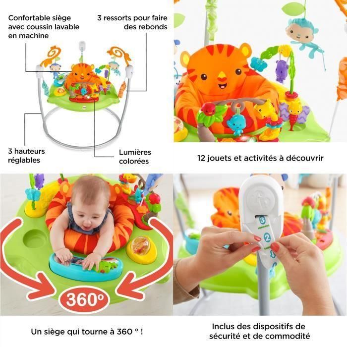 Fisher-Price Jumperoo Jungle Jumper, Asiento 360°, Luces, Sonidos y Música Interactiva para Bebés 9+ Meses, Desarrollo Motor 2 Fisher-Price Jumperoo Jungle Jumper, Asiento 360°, Luces, Sonidos y Música Interactiva para Bebés 9+ Meses, Desarrollo Motor 2