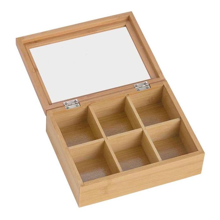 Andrea House Caja de infusiones de bambú y cristal 21x16x7,5cm cc73015 2