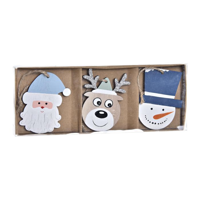 DKD Home Decor Decoración Colgante Navidad Moderna Set de 3, Multicolor Azul Marino Verde, MDF, 8x1.5x21 cm 3