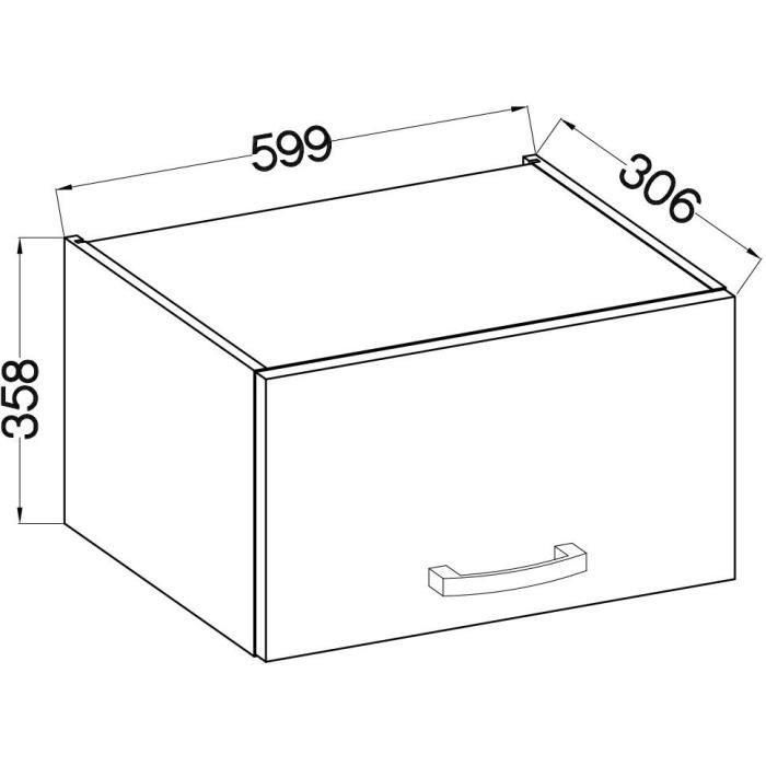 Mueble campana con puerta basculante - Gris mate - L 60 x 31,6 x H 36 cm - LASSEN 3