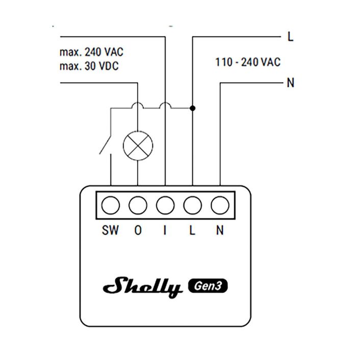 Shelly 1 Mini Gen. 3 WLAN BT Relais 8A 1 Kanal Unterputz Interruptor Inteligente 3