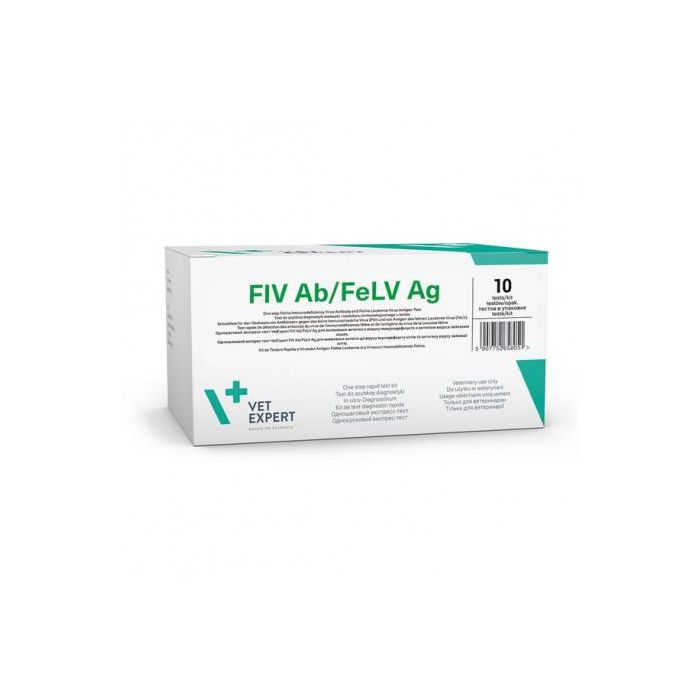 Rapid Double Test Detección Dual Anticuerpos FIV (Inmunodeficiencia Felina) y Antígeno FeLV (Leucemia Felina) Gatos - 10 Tests