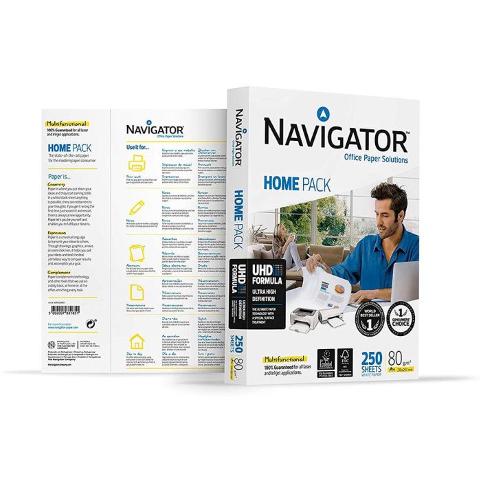 Papel Fotocopiadora Navigator Home Pack Din A4 80 gramos Paquete De 250 Hojas 4