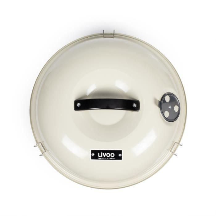 Livoo DOC301 Barbacoa de Carbón Portátil Ø34 cm, Parrilla Cromada, Acero Esmaltado, Champán y Negro 4