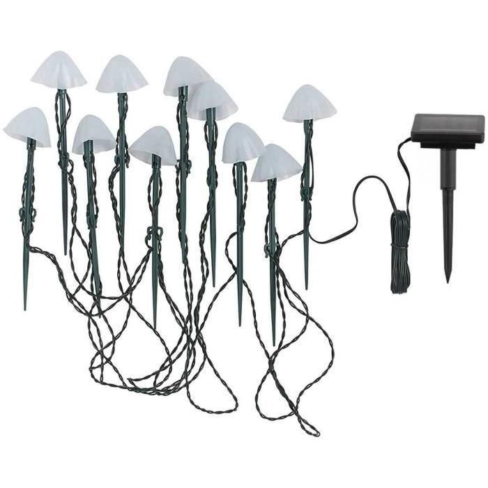 10 mini setas con luz solar para pinchar - LUMISKY - CHAMPY - 3,8 m - Iluminación de caminos - LED blanco cálido 10 mini setas con luz solar para pinchar - LUMISKY - CHAMPY - 3,8 m - Iluminación de caminos - LED blanco cálido