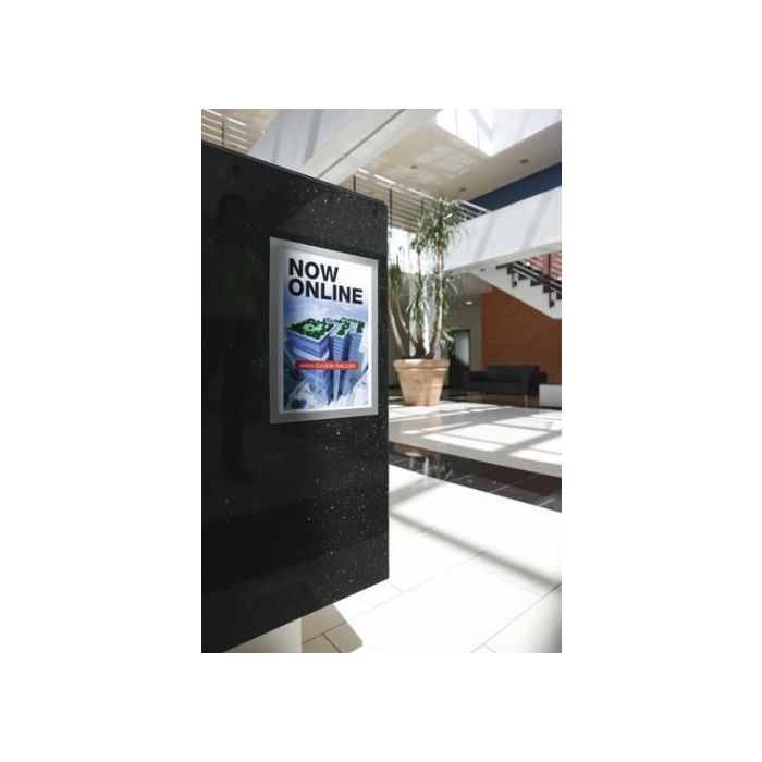 Durable Marco Portaanuncios Magnético Adhesivo Removible DIN A4 Plata Pack 2 Unidades – Lectura Doble Cara para Cristal y Plástico 2