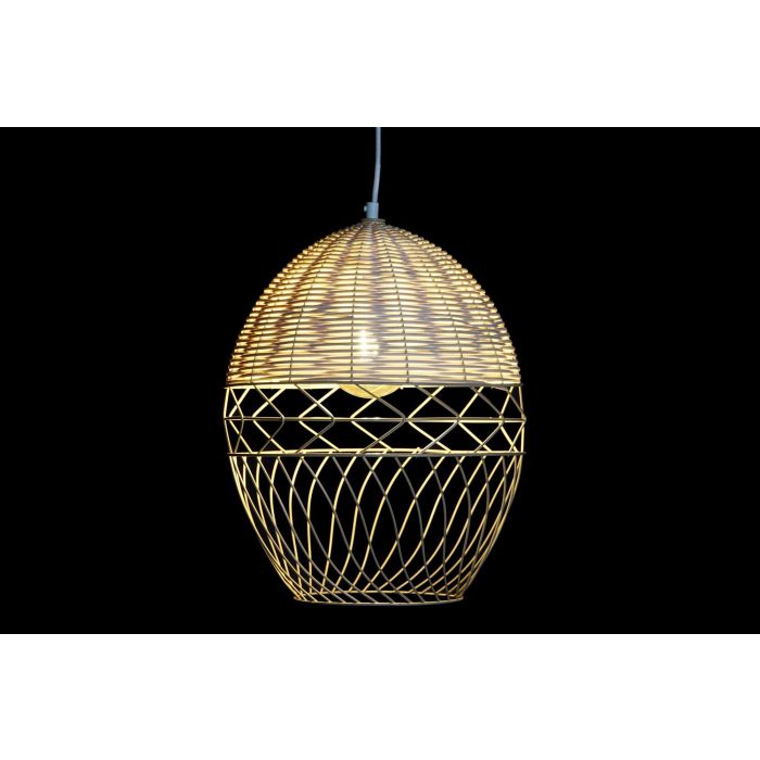DKD Home Decor Lámpara de Techo Urban Marrón Claro Blanco Metal Ratan 30 x 38 x 30 cm 3