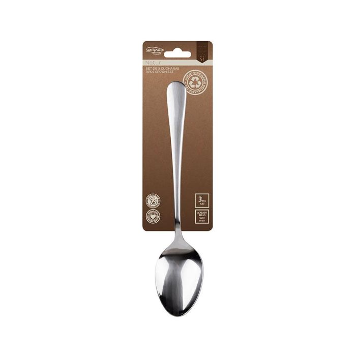 San Ignacio Set de 3 Cucharas de Acero Inoxidable Reciclado Brillo Natur SG-7767 1