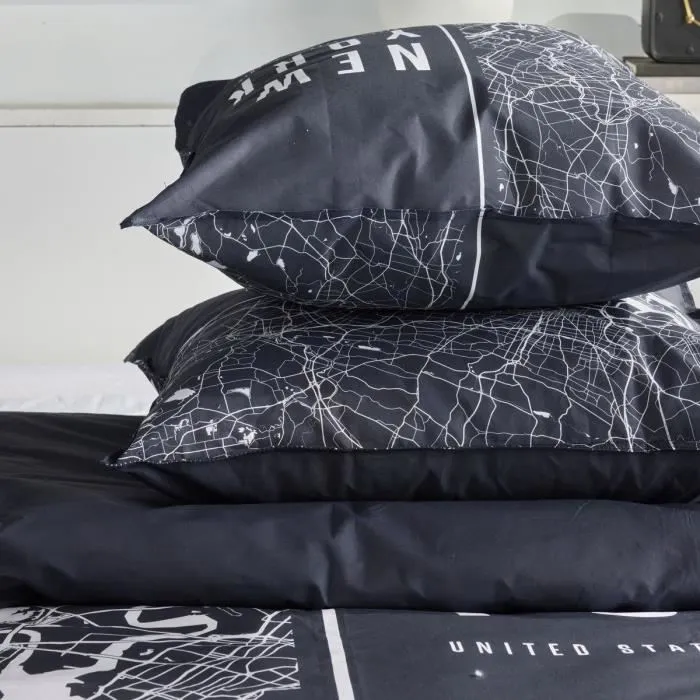 Today TOD3574641268619 Juego de Cama para 2 Personas 240x220 cm Algodón Estampado New York Negro 2
